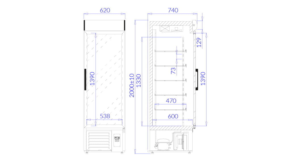 Rys. techniczny szafa chłodnicza Ewa 500 1