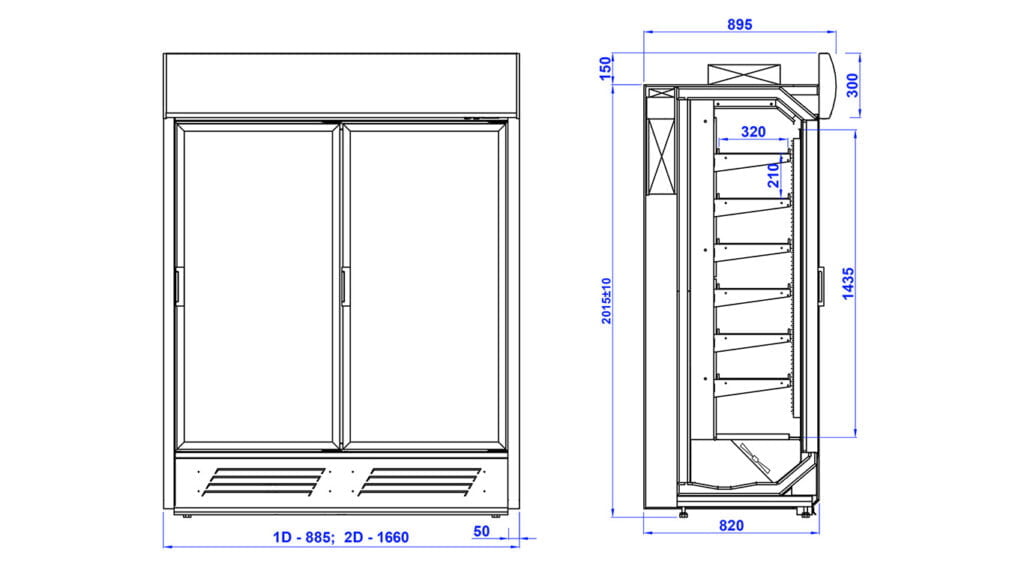 Rys. techniczny Regał chłodniczy King AT M