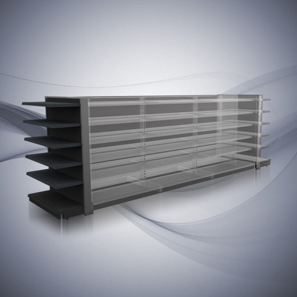 Metalowa gondola sklepowa - przezroczysta końcówka