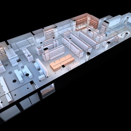 Projekt oświetlenia - sala sprzedaży